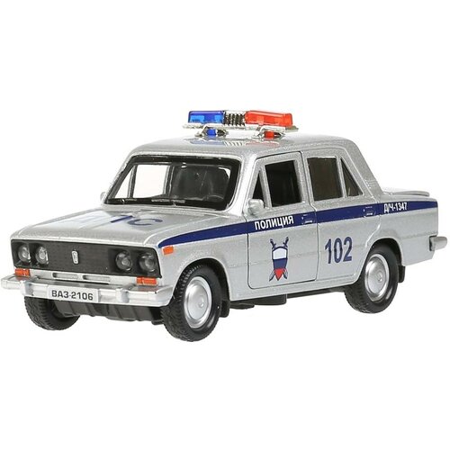 Модель машины Технопарк ВАЗ-2106 Жигули, Полиция, серебристая, инерционная 2106-12POL-SR модель машины технопарк audi q7 полиция инерционная q7 12pol sr