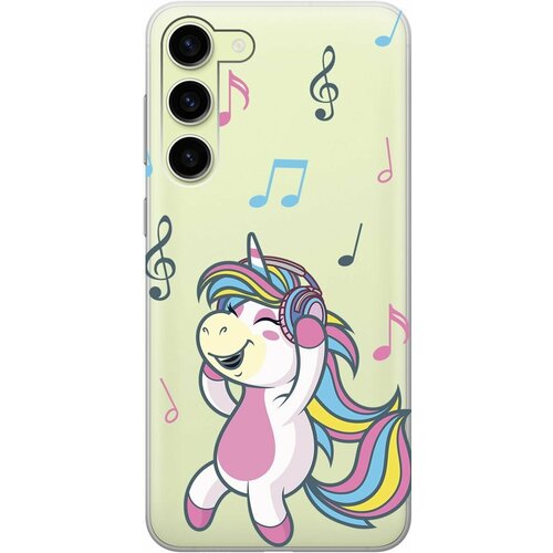 Силиконовый чехол с принтом Musical Unicorn для Samsung Galaxy S23+ / Самсунг С23 Плюс силиконовый чехол на samsung galaxy s23 самсунг с23 плюс с 3d принтом couple lines прозрачный