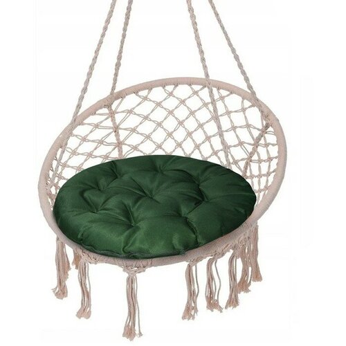 Подушка круглая на кресло непромокаемая, размер D60 см, цвет тёмно-зелёный, файберфлекс, грета 20%, полиэстер 80%