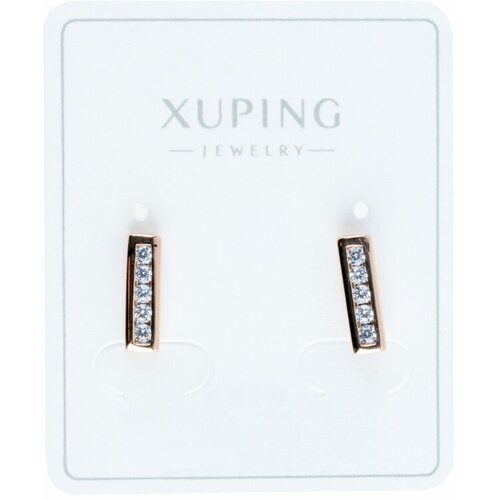 Серьги пусеты XUPING JEWELRY, фианит, золотой бижутерия серьги гвоздики xuping