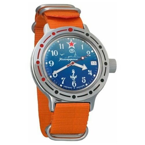 фото Часы мужские механические восток амфибия 420289 с автоподзаводом (нейлон оранжевый)