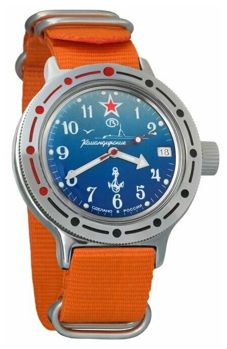 Часы мужские механические Восток Амфибия 420289 с автоподзаводом (Нейлон Оранжевый) 