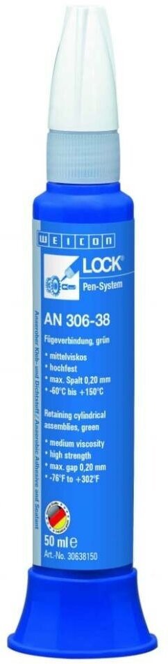 WEICONLOCK AN 306-38 Фиксатор цилиндрических узлов (50 мл) средняя вязкость, высокая сила фиксации, макс. зазор 0,20 мм. Зеленый. (50 мл) - фотография № 3