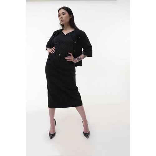 Костюм ItFitsMe, жакет и юбка, классический стиль, размер 48, черный