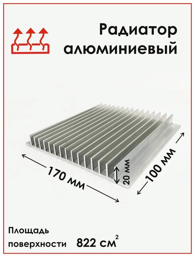 Радиаторный алюминиевый профиль 170х20х100 мм. Радиатор охлаждения теплоотвод охлаждение светодиодов