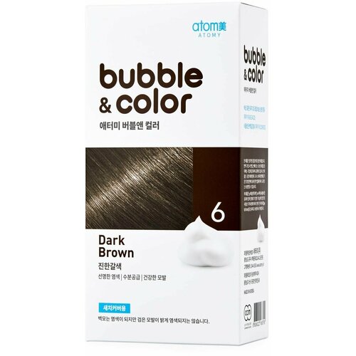 Atomy краска-мусс для волос корейская Bubble&Color 6 темно-коричневый