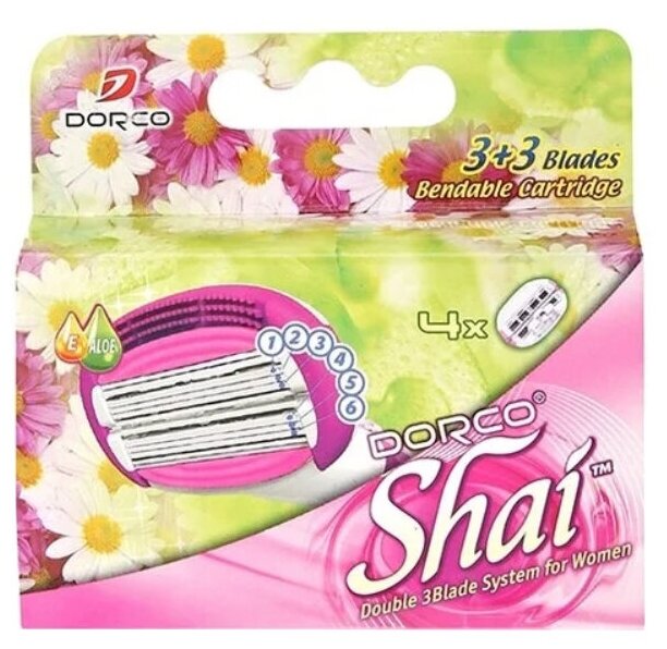 Dorco Eve 6 Simple / Shai Sweetie cменные кассеты, 4 шт., с 4 сменными лезвиями в комплекте