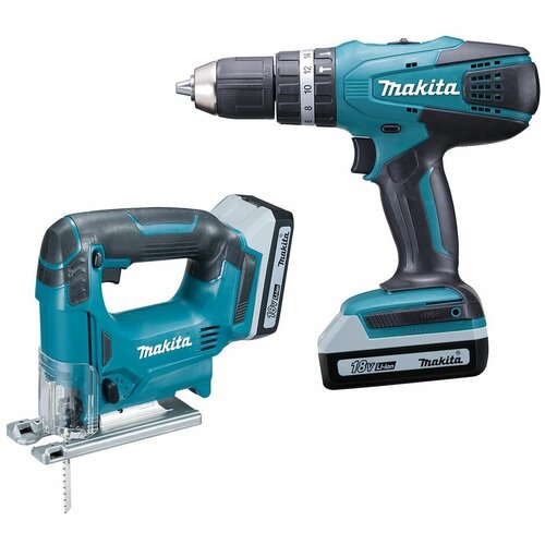 Набор аккумуляторного инструмента MAKITA DK18113X1 лобзик JV183D дрель-шуруповерт HP457D АКБ BL1813G 2x15 Ач ЗУ DC18WA 2399000₽