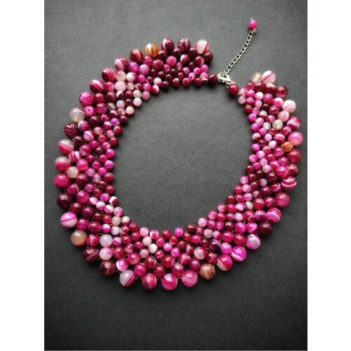 Колье ожерелье на шею воротник с розовым камнем агат