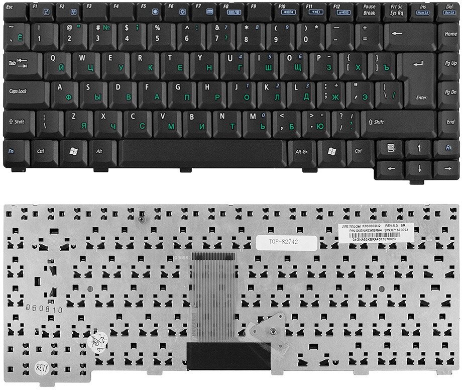 Клавиатура для ноутбука Asus A3000 A6 G1S Z9 Series. Г-образный Enter. Черная без рамки. PN: K000962V1.