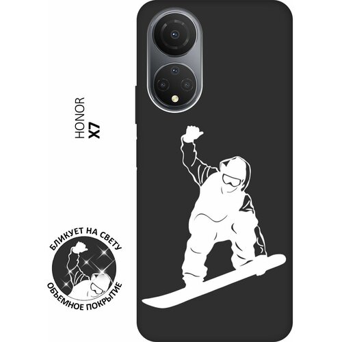 Матовый чехол Snowboarding W для Honor X7 / Хонор Х7 с 3D эффектом черный матовый чехол lovely fingerprints w для honor x7 хонор х7 с 3d эффектом черный