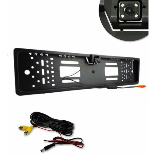 Камера заднего вида в рамке номерного знака для автомобиля JX948816LED Black черная