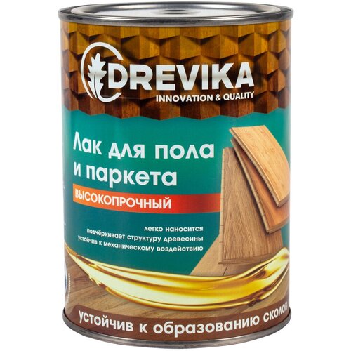 Лак для паркета и мебели Drevika, алкидный, глянцевый, 0,8 кг