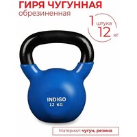 Гиря чугунная обрезиненная INDIGO 12,0 кг IN132 Черно-синий