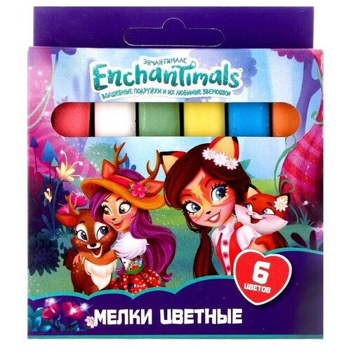 Мел цветной Enchantimals, 6 шт. в упаковке с европодвесом мел цветной фиксики 6 шт в картон упаковке 86433