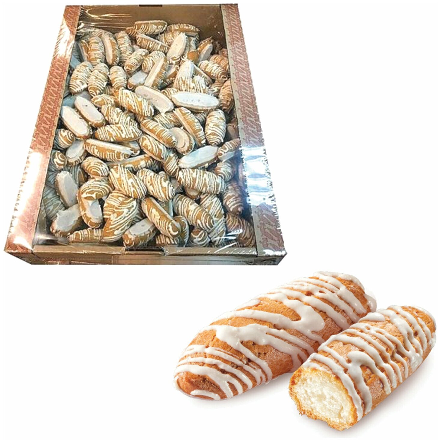 Печенье гранъ "Заварики" в белой глазури, заварное, 1500 г, картонная коробка, ОВС031
