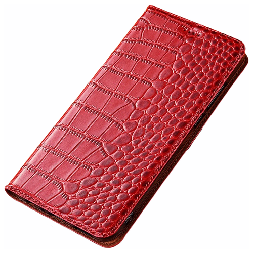 фото Чехол-книжка mypads premium для iphone x (10) из качественной импортной натуральной кожи теленка с фактурной прошивкой рельефа кожи крокодила экзотический красный