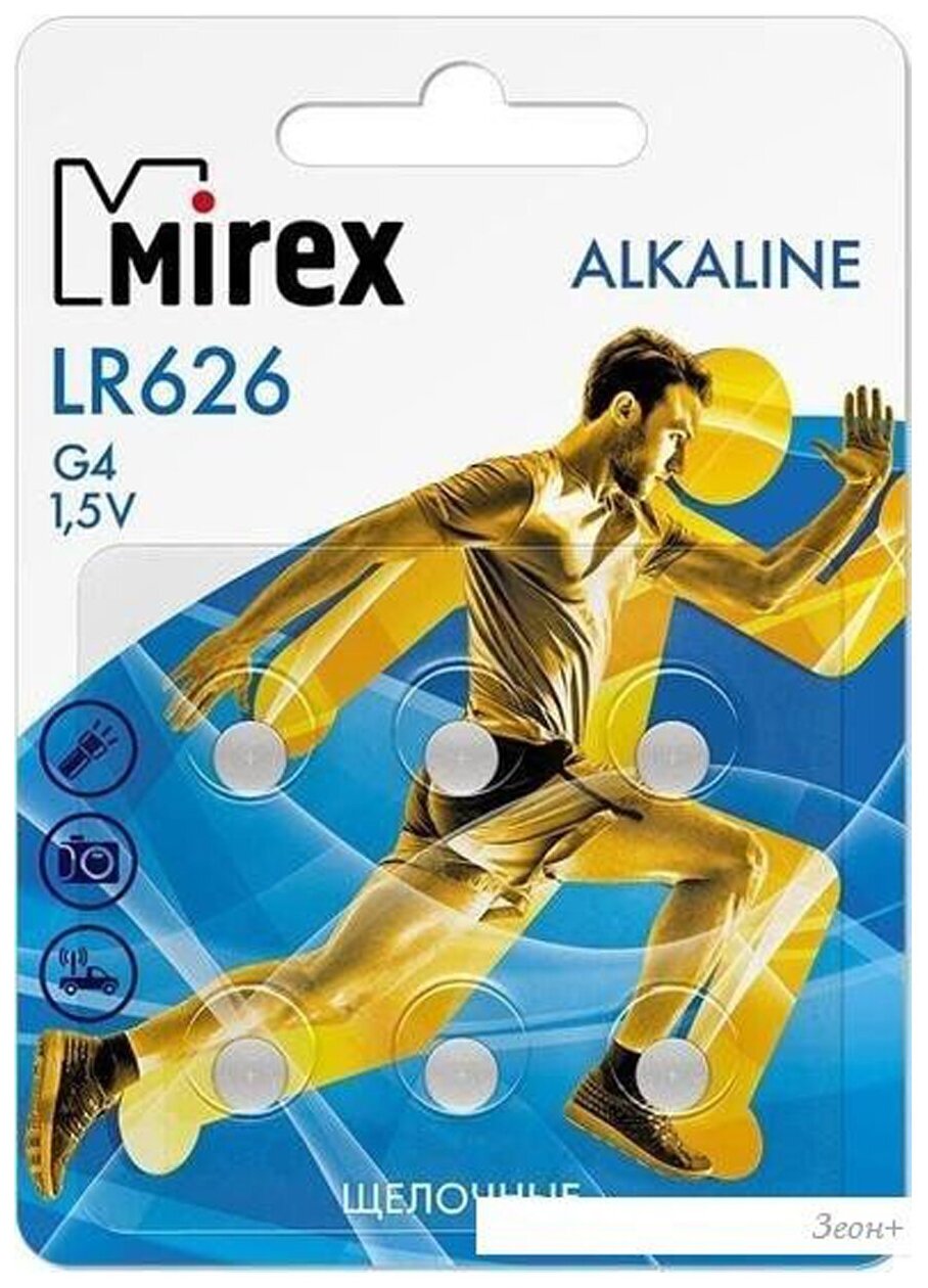 Батарейка Mirex AG1-LR621-6BL Alkaline 1.5B (6/216/648) 6шт