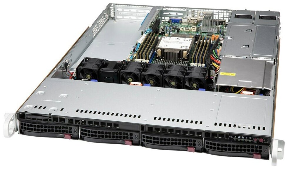 Сервер Supermicro SuperServer SYS-510P-WT без процессора/без ОЗУ/без накопителей/количество отсеков 3.5" hot swap: 4/1 x 600 Вт/LAN 10 Гбит/c