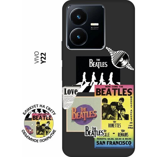 Матовый чехол Beatles Stickers для Vivo Y22 / Виво У22 с 3D эффектом черный матовый чехол ac dc stickers для vivo y22 виво у22 с 3d эффектом черный