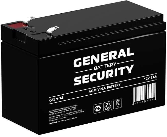 Аккумулятор General Security GS 9-12 (12В 9Ач / 12V 9Ah)