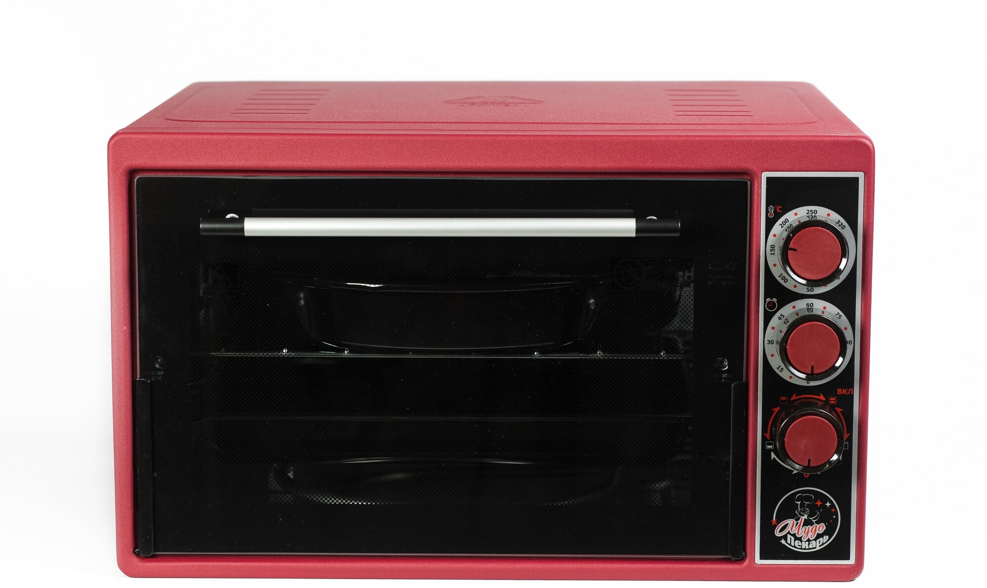 Мини-печь "чудо пекарь" ЭДБ-0124/духовка электрическая настольная (цвет красный, 39 л, 1 противень, толстый нержавеющий ТЭН повышенной мощности, таймер, гриль, терморегулятор)