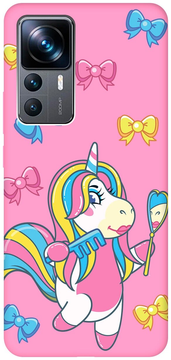 Матовый чехол Lady Unicorn для Xiaomi 12T / 12T Pro / Сяоми 12Т / 12Т Про с 3D эффектом розовый