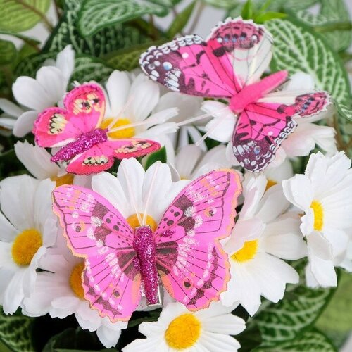 Бабочки для декора и флористики, на прищепке, пластиковые, микс, 5 см и 8 см 10 шт