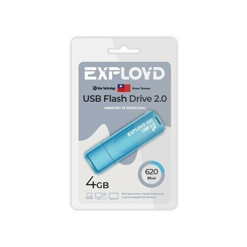 Флеш-накопитель 4Gb Exployd 620, USB 2.0, пластик, синий