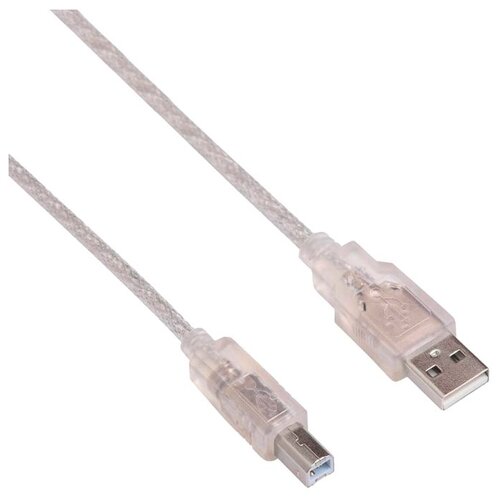 Кабель Buro USB - USB-B (USB2.0-AM/BM), 3 м, 1 шт., прозрачный кабель usb 3 0 тип a b wireworld ultraviolet 8 usb 3 0 a b u3ab3 0m 8 3 0 m