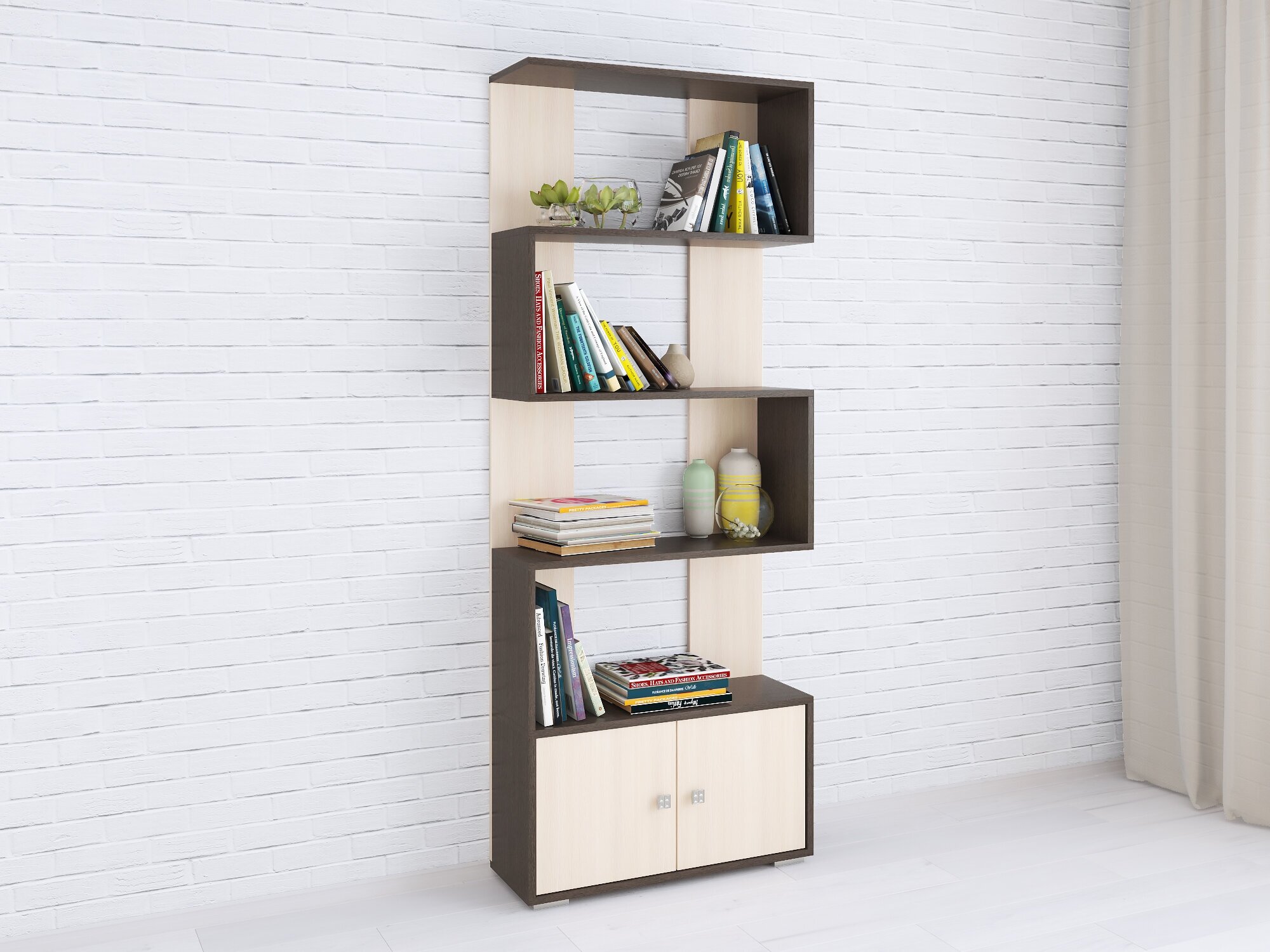 фото Стеллаж Ромео-2 (700*1800*250) (венге/дуб молочный)