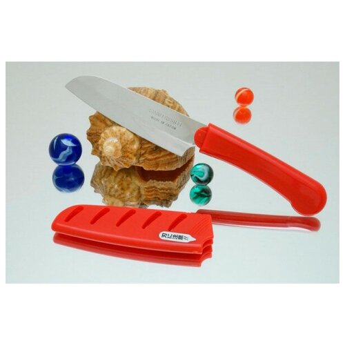 фото Кухонный нож tojiro fk santoku 95mm (красная рукоятка) fk-431