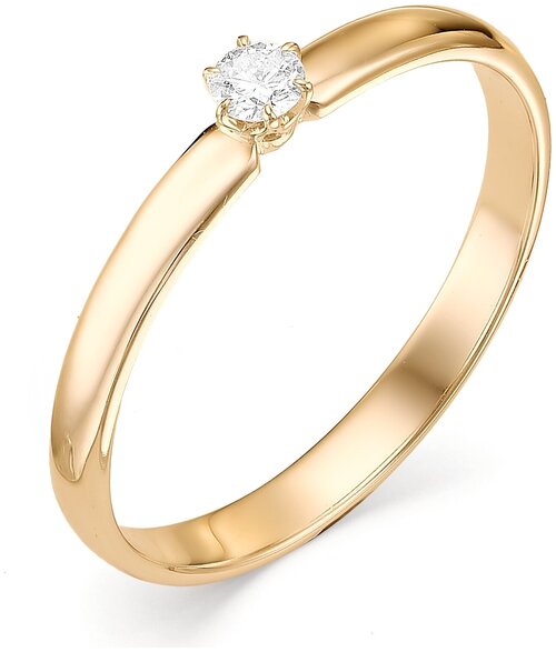 Кольцо помолвочное АЛЬКОР, красное золото, 585 проба, бриллиант, размер 15.5
