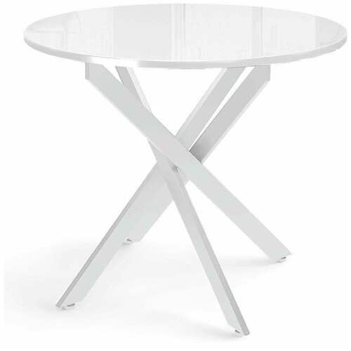 Стол DikLine Rs90 белый/стекло белое (кромка белая)