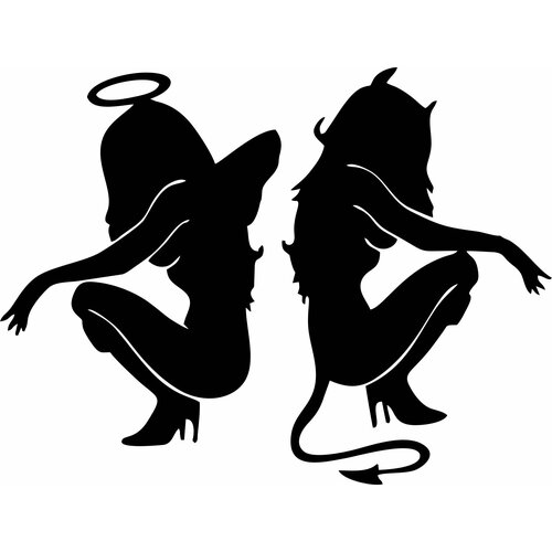 Наклейка Ангел и Демон чёрная