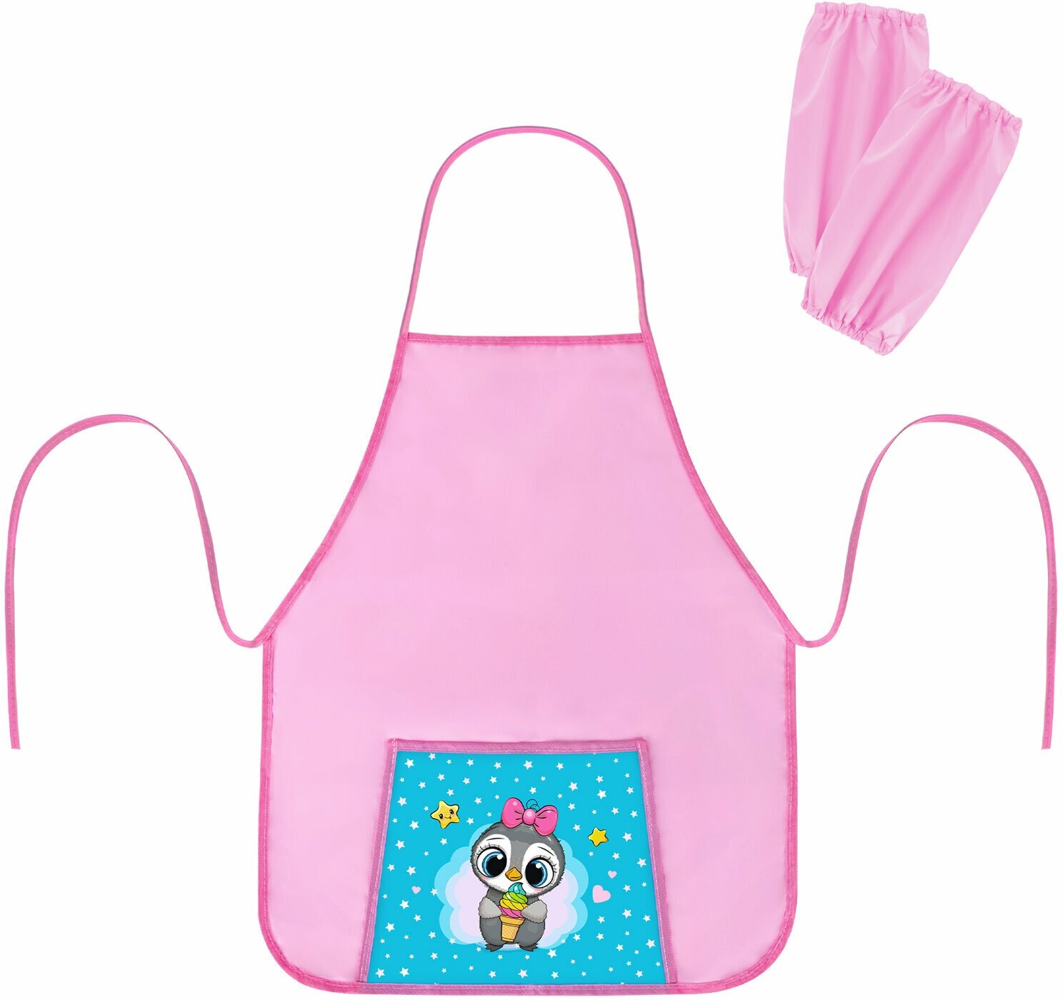 фото Накидка с нарукавниками школьная детская для уроков труда, рисования, занятий творчеством Пифагор, 1 карман, 44x55 см, Smart Penguin, 271645