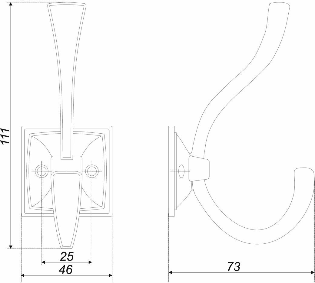 Крючок настенный мебельный BOYARD GERALD K216AB.8 старинная латунь, крючок металлический — фото 1
