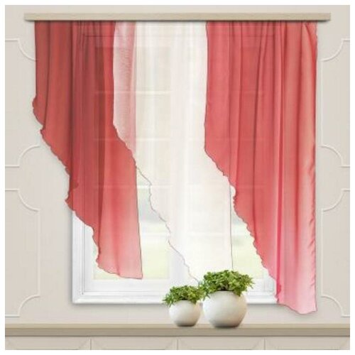 фото Комплект штор для кухни мальва 280х150 см, бордо, полиэстер 100% 6846893 witerra
