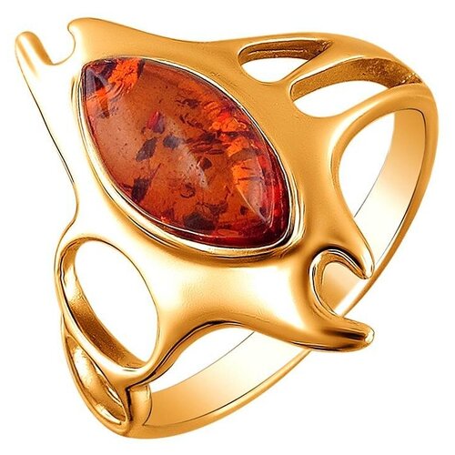 фото Эстет кольцо с 1 янтарем из серебра с позолотой 51к450244п, размер 19