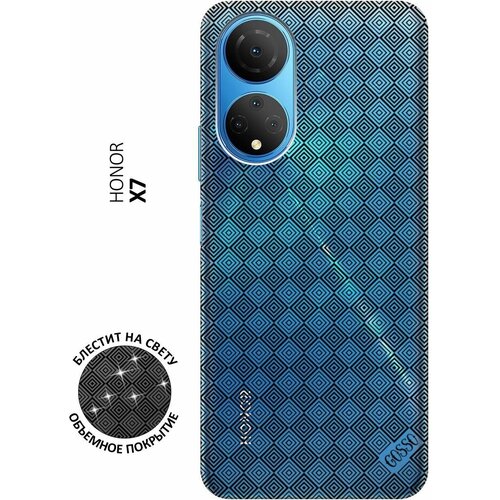 Силиконовый чехол на Honor X7, Хонор Х7 с 3D принтом Magic Squares прозрачный матовый soft touch силиконовый чехол на honor x7 хонор х7 с 3d принтом magic squares черный