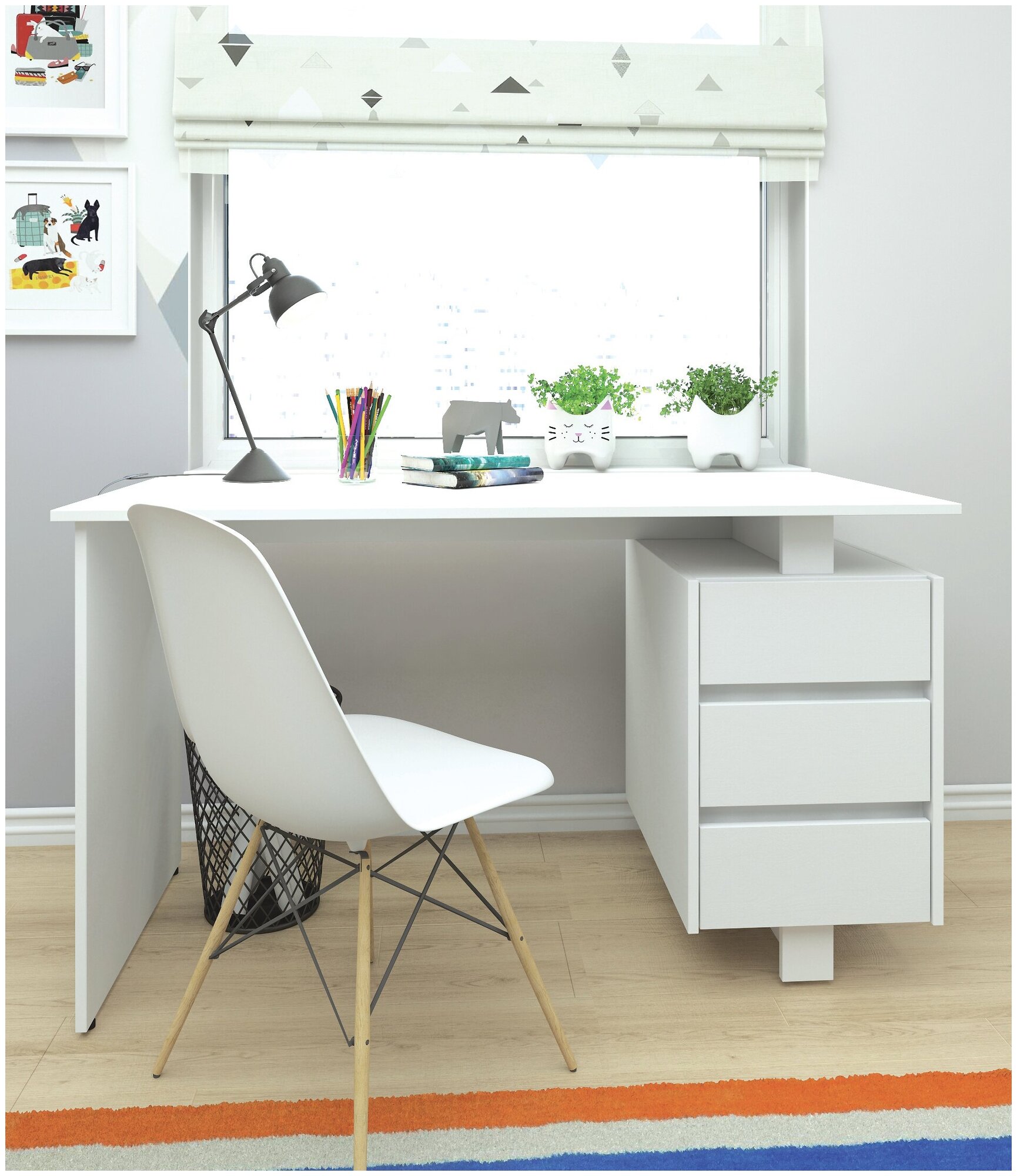 Письменный стол "Рио" ШхГхВ: 130х60x75 см, цвет: Белый