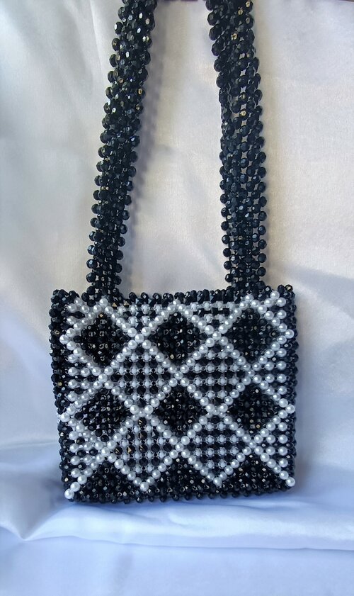 Сумка шоппер  сумка от Lana Tugan, фактура рельефная, черный, белый