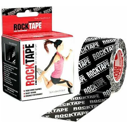 Кинезиотейп RockTape Classic, RCT100-SLLG-OS, черный, 5 см х 5 м