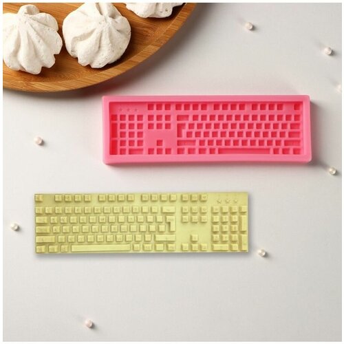 фото Молд доляна «клавиатура», 14,5×4,5×1 см, цвет розовый