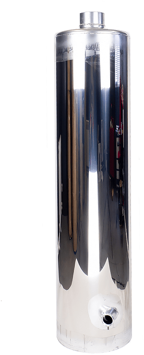 Бак на 90л. нержавейка для водогрейной колонки Титан/Ермак квлн 2.0 INOX (труба дымовая из нержавейки), штуцер под смеситель справа - фотография № 3