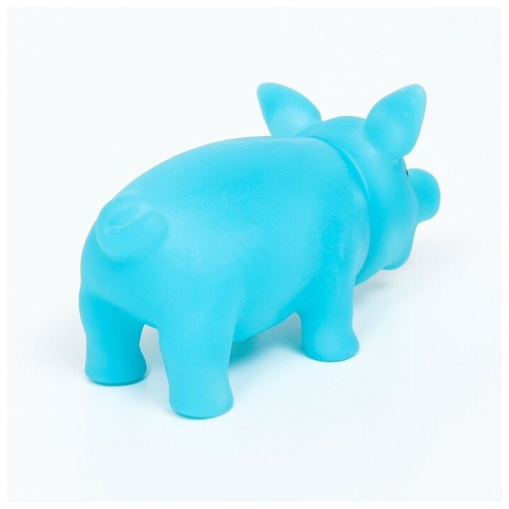 Игрушка пищащая "Маленький поросенок" для собак, 9 см, голубая - фотография № 2