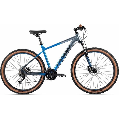 Велосипед горный HORH OIL OHD-7.2 27,5 (2023), хардтейл, взрослый, мужской, алюминиевая рама, оборудование Shimano M2010, 27 скоростей, дисковые гидравлические тормоза, цвет Grey-Blue-Black, серый/синий/черный цвет, размер рамы 19