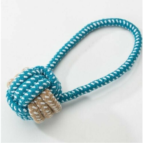 Грейфер для собак канатик для перетягивания с захватом синий