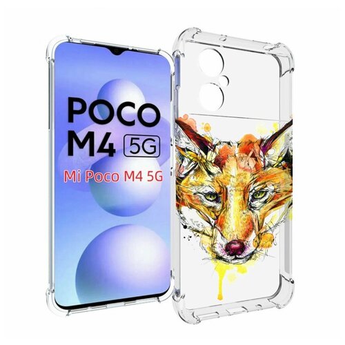 Чехол MyPads Акварельная лиса для Xiaomi Poco M4 5G задняя-панель-накладка-бампер