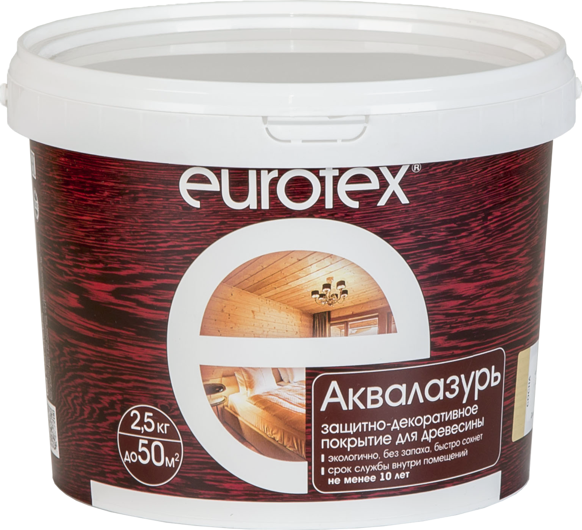 Защитно-декоративное покрытие EUROTEX аквалазурь (ваниль / 2.5кг)